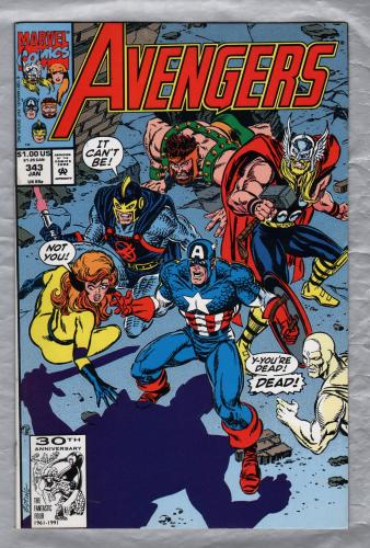 The AVENGERS - Vol.1 No.343 - January 1992 - `First Night` - Published by Marvel Comics