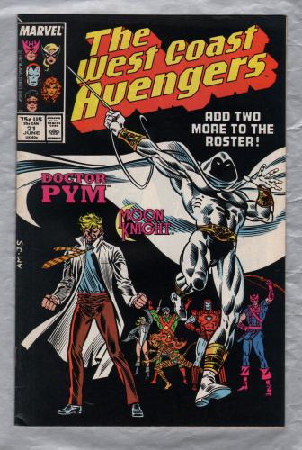 Stan Lee Presents: The West Coast Avengers - Vol.2 No.21 - June 1987 - `Lost In Space-Time, Part Five` - Published by Marvel Comics
