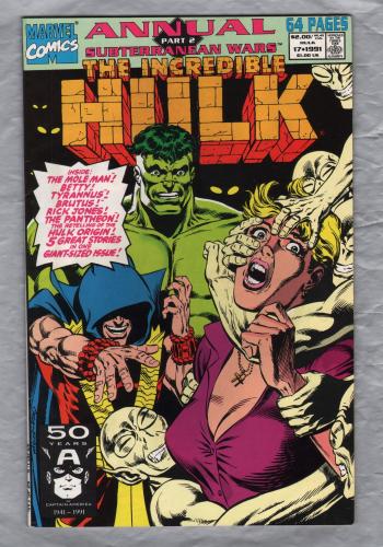 The Incredible Hulk Annual - No.17 - 1990 - `Subterranean Wars - Part 2` - Published by Marvel Comics