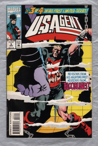 U.S.AGENT - Vol.1 No.3 - August 1993 - `No Escape From His Haunting Past! No Escape From..."BLOODLINES!"` - Published by Marvel Comics