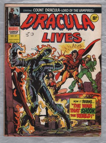 Dracula Lives - No.57 - November 22nd 1975 - `Now It Begins..."The War That Shook The World!"` - Published by Marvel Comics