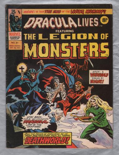 Dracula Lives Featuring The Legion of Monsters - No.61 - December 20th 1975 - `A Werewolf Stalks by Night!` - Published by Marvel Comics