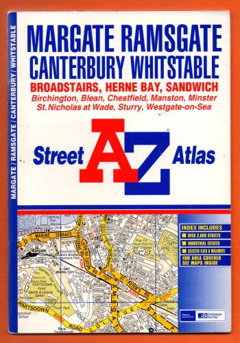 A-Z Street Atlas - `Margate Ramsgate Canterbury Whitstable` - Edition 1a 2000 - Georgian Publications - Softcover 