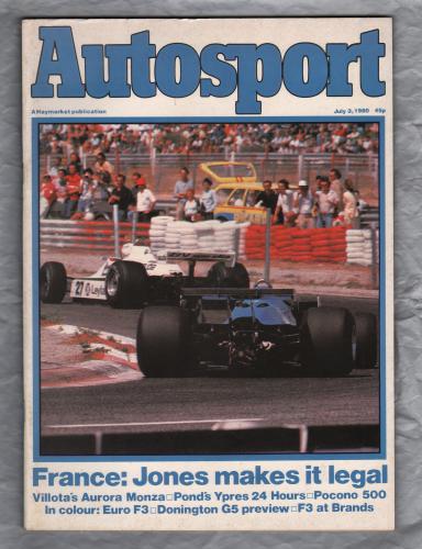 Autosport - Vol.80 No.1 - July 3rd 1980 - `French Grand Prix` - A Haymarket Publication