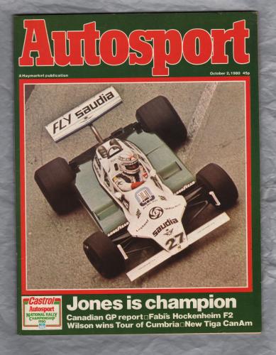 Autosport - Vol.81 No.1 - October 2nd 1980 - `Canadian GP` - A Haymarket Publication