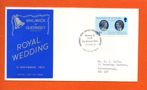 Bailiwick Of Guernsey - FDC - 1973 - Royal Wedding Issue - Official First Day Cover