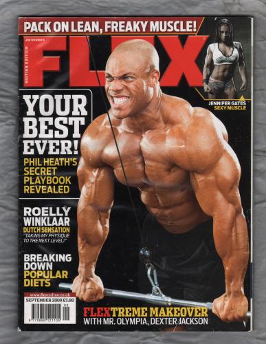 FLEX - British Edition - Vol.27 Issue No.6 - September 2009 - `Your Best Ever! Phil Heath`s Secret Playbook Revealed` - Published by Pumpkin Press Inc