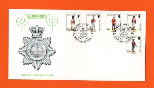 Bailiwick Of Guernsey - FDC - 1974 - Royal Guernsey Militia - Definitive Issue - 5 1/2p-6p-8p-9p-10p Stamps