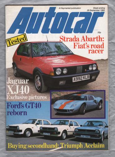 Autocar Magazine - Vol.162 No.4577 - September 29th 1984 - `Autotests: Fiat Strada Abarth 130TC,Citroen CX GTi Turbo and Citroen Visa GT` - Published by Haymarket