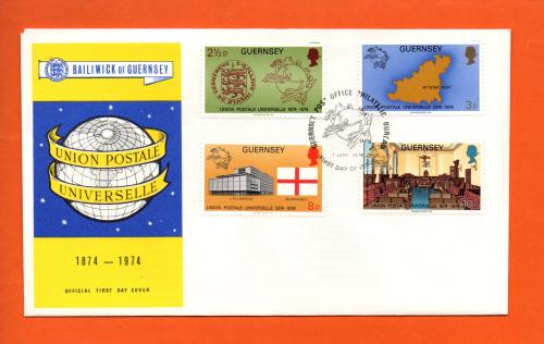 Bailiwick Of Guernsey - FDC - 1974 - Union Postale Universelle 1874-1974 Issue - Official First Day Cover