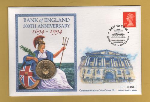 Westminster/Mercury - 1st March 1994 - `Bank of England - 300th Anniversary - 1694-1994` - U.K Coin/Stamp Cover