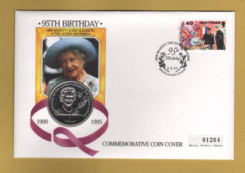 Westminster/Mercury - 4th August 1995 - `H.M Queen Elizabeth The Queen Mother - 95th Birthday` - Isle of Man Coin/Stamp Cover