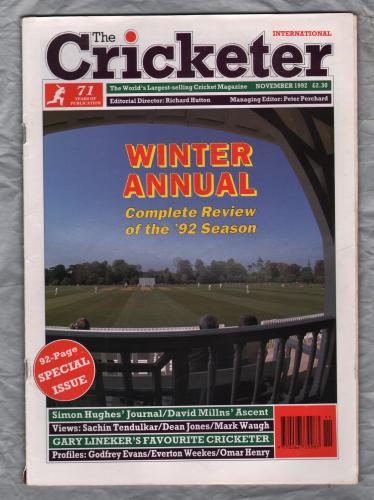 The Cricketer International - Vol.73 No.11 - November 1992 - `The Winners From Oz` - Published by Sporting Magazines & Publishers Ltd