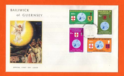Bailiwick Of Guernsey - FDC - 1975 - `Peace on Earth` Christmas Issue - Official First Day Cover 
