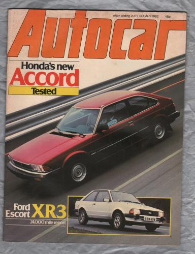 Autocar Magazine - Vol.156 No.4443 - February 20th 1982 - `Autotests: Honda Accord` - Published by IPC