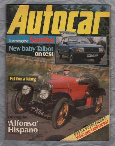 Autocar Magazine - Vol.156 No.4445 - February 27th 1982 - `Autotests: Talbot Samba` - Published by IPC