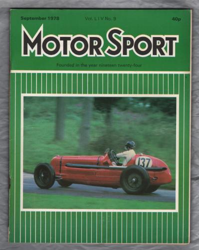 MotorSport - Vol.LlV No.9 - September 1978 - `TR7 V8` - Published by Motor Sport Magazines Ltd