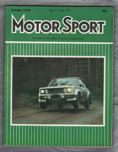 MotorSport - Vol.LlV No.10 - October 1978 - `The Second Cyclecar Rally` - Published by Motor Sport Magazines Ltd