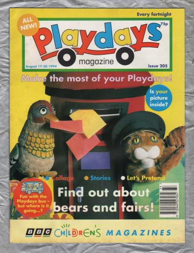 Playdays Magazine - No.205 - 17-30 August 1994 - `Outside With Peggy-The Bear Facts` - Published by BBC Magazines