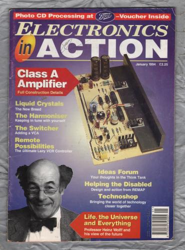 Electronics in Action - January 1994 - Vol.1 No.4 - `Liquid Crystals-The New Breed` - Published by Quantum House Publishing Ltd