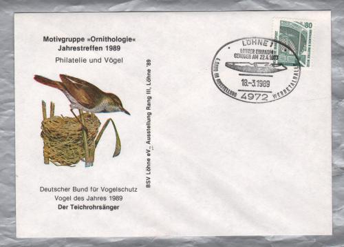 Annual Ornithology Meeting in Lohne Cover 1989 - `Lohne 1 - Lohner Einbaun Gehoben AM 22.4.1893 - Werretalhalle - 18-3-89...`Pictorial Postmark - 80 Pfennig Stamp from 1987