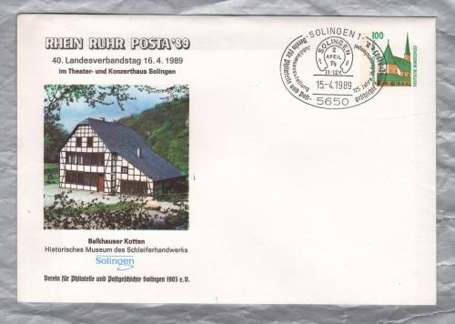 Rhein Ruhr Posta `89 Cover - `Association for Philately and Postal History -Solingen 1903` - with Pictorial Postmark - 100 Pfennig Stamp from 1989