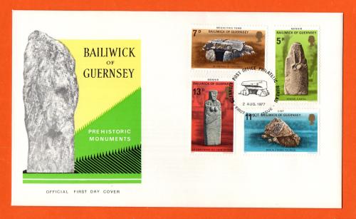 Bailiwick Of Guernsey - FDC - 1977 - Prehistoric Monuments Issue - Official First Day Cover