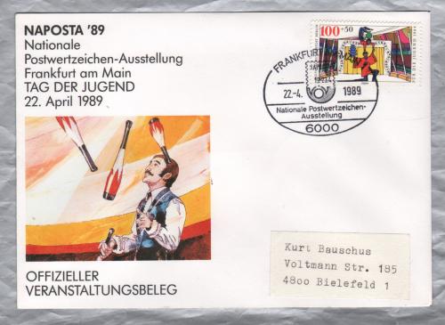 Independent Cover - `Frankfurt Am Main 1 - Nationale Postwertzeichen-Ausstellung - 22-4-89...` Pictorial Postmark - Single 100+50 Youth Issue Juggler Stamp Issued in 1989