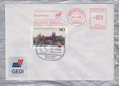 Independent Cover - Bremen 40 Jahre - 29-4-89 - Bundesrepublik Deutschland - Pictorial Postmark - Single 2000 Years of Bonn Stamp Issued in 1989 - 20 Pfg Frank with `Dickertmann Slogan