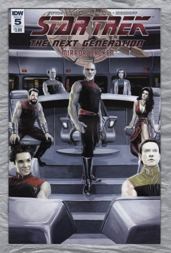 Cover A - No.5 - `STAR TREK` - The Next Generation - `Mirror Broken` - by David and Scott Tipton - Illustrated by J.K.Woodward - October 2017 - Published by IDW Publishing 