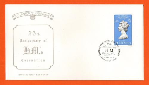 Bailiwick Of Guernsey - FDC - 1978 - 25th Anniversary of H.M`s Coronation Issue - Official First Day Cover