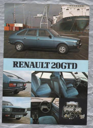 Sales Brochure - `RENAULT 20GTD` - 31st March 1981 - English Language - Single Sheet  A4 Size - Designed and Produced by John Cordery Associated Ltd