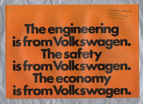 Sales Brochure - `...The Derby is from Volkswagen.` - circa 1977 - English Language - Front to Rear 4 Page Tabloid Newspaper Sized Brochure