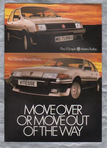 Sales Brochure - Austin Morris Group - `METRO TURBO & ROVER VITESSE` - circa 1982 - English Language - Cover to Cover 4 Pages - A4 Sized Brochure