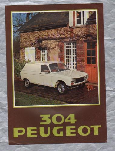 Sales Brochure - `304 PEUGEOT` Van - January 1978 - English Language - Single Sheet - A4 Sized Brochure