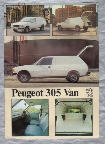 Sales Brochure - `PEUGEOT 305 VAN` - circa 1981 - English Language - Single Paper Sheet - A4 Sized Brochure