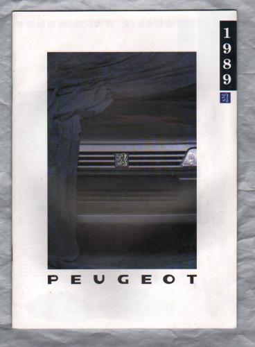 Sales Brochure - `Peugeot` Range 1989 - October 1988 - English Language - Unpaginated - A4 Sized Brochure