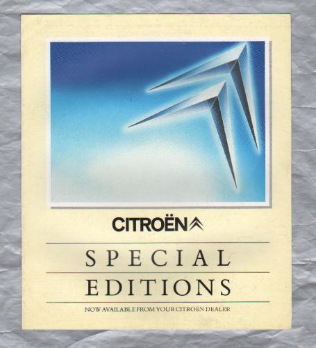 Sales Brochure - `CITROEN - SPECIAL EDITIONS` - circa 1983 - English Language - Unpaginated (Cover to Cover 4 Pages) - 7.5"x 8.5" Sized (approx) Brochure