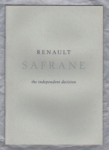 Sales Brochure - `RENAULT SAFRANE - the independent decision` - March 1998 - English Language - Cover to Cover 28 Pages - A4 Sized Brochure