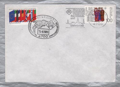 Independent Cover - Double HAMM, WESTF 1 Pictorial Postmarks - 24 & 25-6-1989 - with Slogan - 100 Pfg 3rd Direct Elections to European Parliament & 100 Pfg 1300th Death Anniversary of Kilian, Colman and Totnan Sts Stamp Issued in 1989