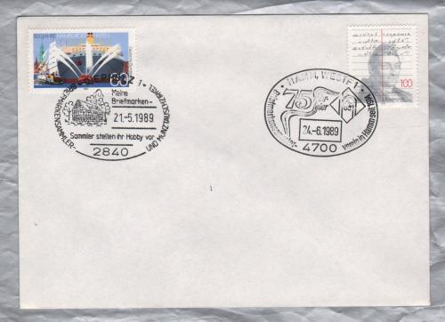 Independent Cover - DIEPHOLZ 1 & HAMM,WESTF  1 Pictorial Postmarks - 21-05-1989 & 24-6-1989 - 60 Pfg 800th Anniversary of Hamburg Harbour & 100 Pfg Franz Xaver Gabelsberger Stamps Issued in 1989