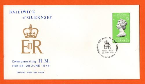 Bailiwick Of Guernsey - FDC - 1978 - Commemorating H.M visit 28-29 June 1978 Issue - Official First Day Cover