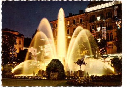 `G93 Lugano, Fontana di Notte` - Switzerland - Postally Used - Lugano 6900 Stazione - 29 . 5 . 1965 Postmark with Slogan- MAYR Postcard