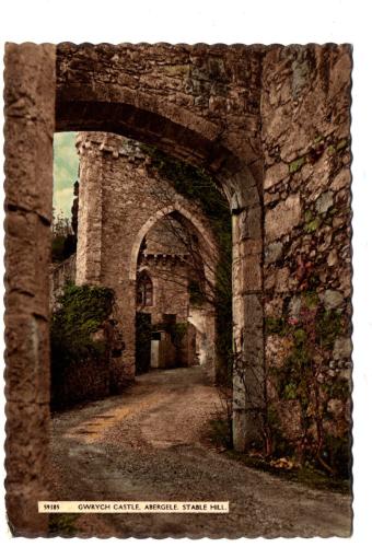 `59185  Gwrych Castle , Abergele, Stable Hill` - Postally Used - Rhyl 20 June 1962 Flintshire Postmark with Slogan - Harvey Barton Postcard
