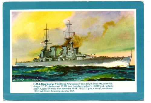 `H.M.S. King George V` - Postally Unused - J.Salmon Postcard