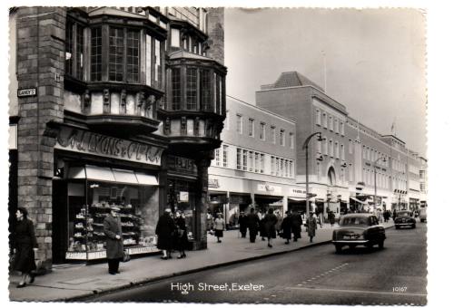 `High Street, Exeter` - Postally Used - London 4 May 1961 Postmark with Slogan - Unknown Producer
