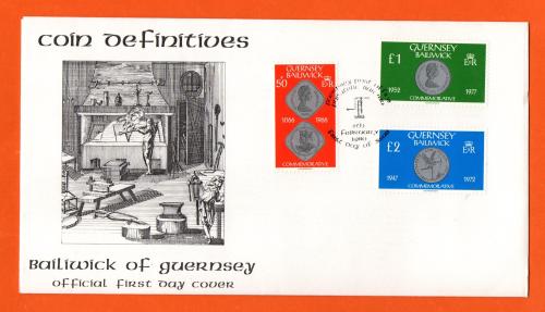 Bailiwick Of Guernsey - FDC - 1980 - Coin - Definitive Issue - 50p-Â£1-Â£2 Stamps - Official First Day Cover