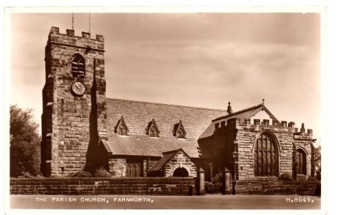 `The Parish Church, Farnworth H.8649` - Postally Unused - Valentines & Sons Ltd Postcard