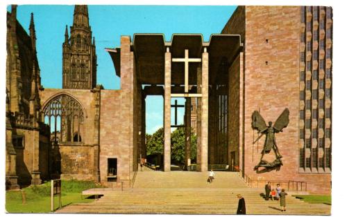`The Cathedral, Coventry` - Postally Used - Hinckley 26 July 1971 Leicestershire Postmark with Slogan  - Real Photograph Postcard