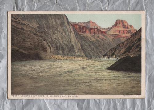 `79077-Looking Down Rapid No.88, Grand Canyon, Ariz` - Info Postcard - Postally Unused - Fred Harvey Postcard